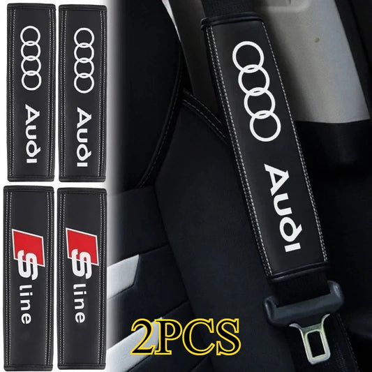 For Audi Sline A4 A4L A5 2PCS Leather Safety Belt Pad Covers A6