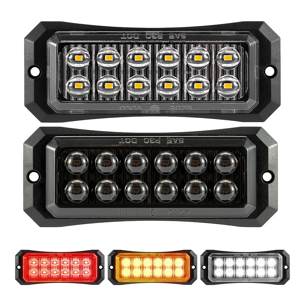 Yellow White Blue Red 12LED Emergency Beacon Warning Hazard