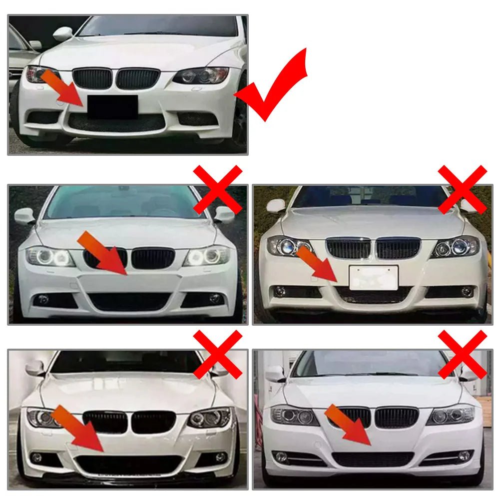 For BMW 3 Series E90 E92 2PCS Front Bumper Lower Grille Black