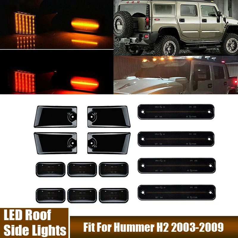 For Hummer H2 2003-2009 14PCS Set Roof Side Red Amber Fender