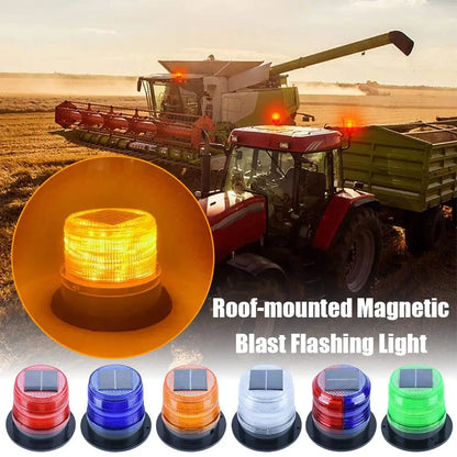 Solar Magnetic Flash Warning Night Flashing Truck Roof Beacon
