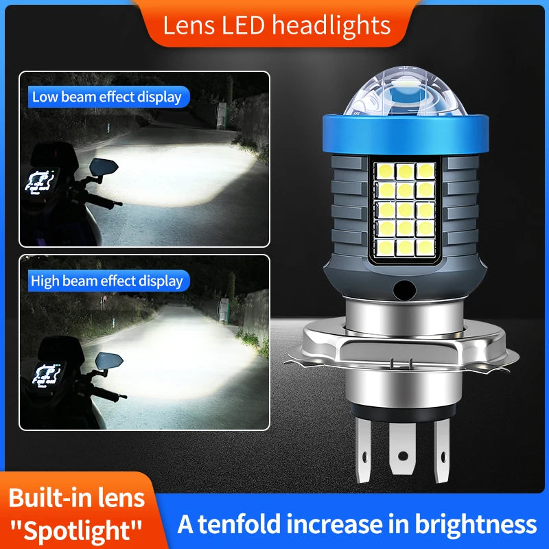 For Motorcycle Dual Color Bright Headlight Bulb H4 ba20d Base