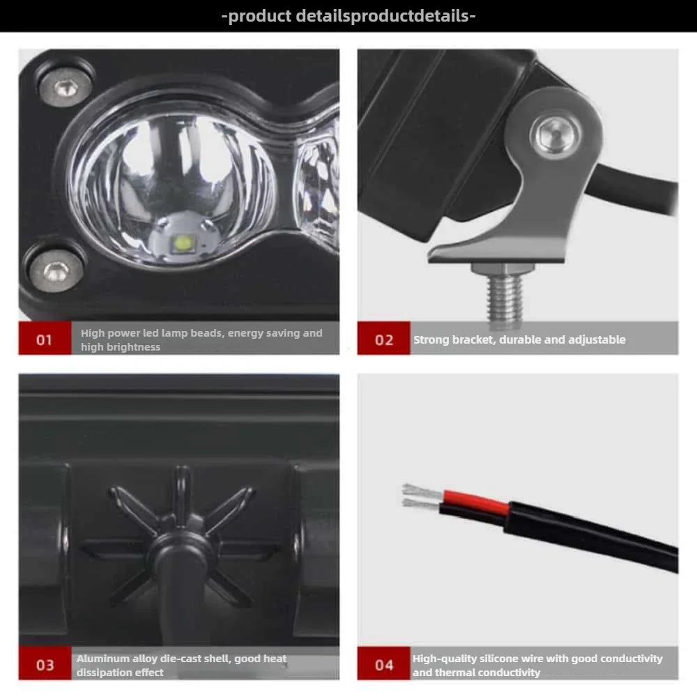 For Pickup Motorcycle Spotlight Inch White Yellow Pod Driving