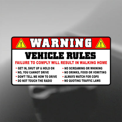 For Auto Funny Safety Warning Rules Sticker Decal Adhesive Vinyl