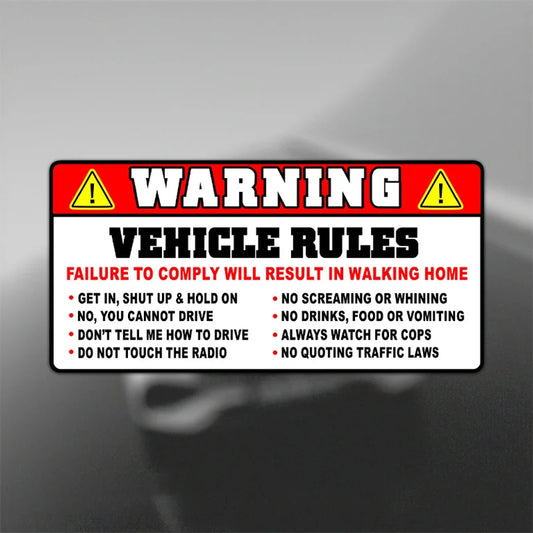 For Auto Funny Safety Warning Rules Sticker Decal Adhesive Vinyl