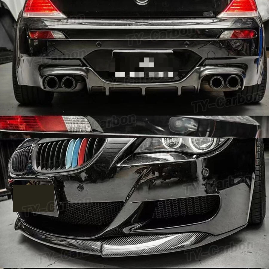 For BMW 6 Series E63 E64 Carbon Fiber 3PCS Set Front Bumper Lip