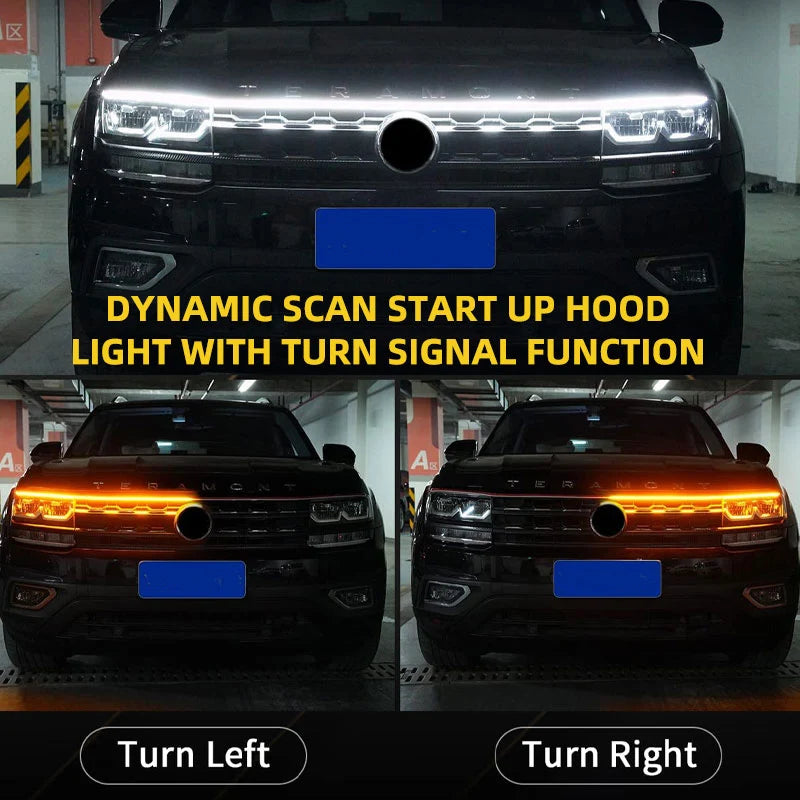 1PCS Hood Strip Dynamic Daytime Running Turn Signal Scan