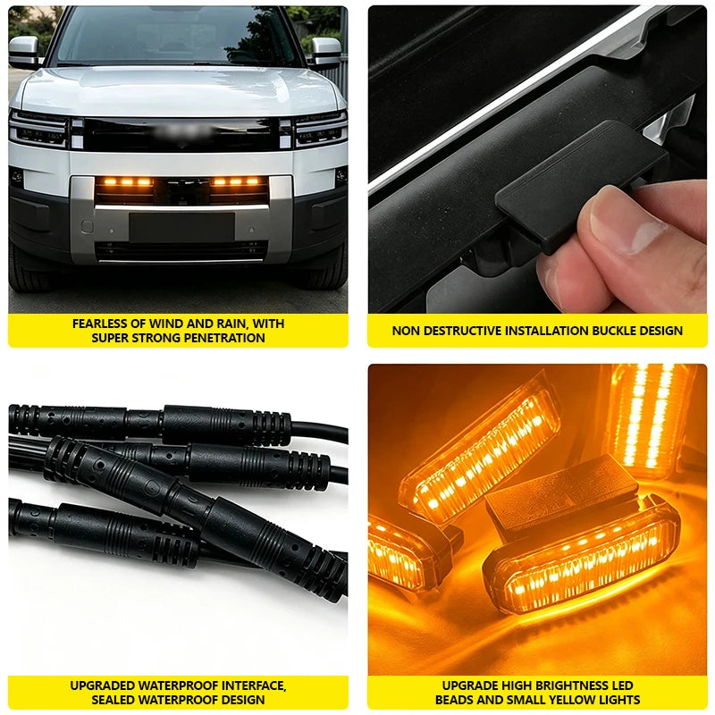 For BYD Shark 18 LED Front Grille Daytime Running Signal Lamps