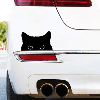 Sticker Cartoon Cat Black Big Eyes Vinyl Cover Waterproof