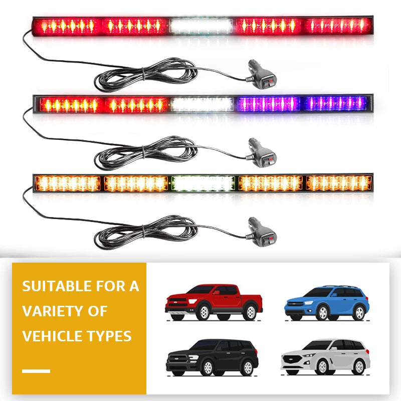 30LED Window Strobe Flashing Warning Bar Traffic Advisor Front