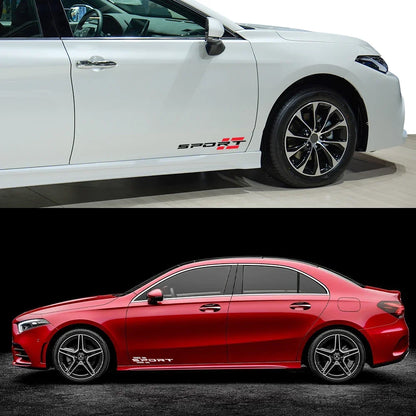 2PCS Body Side Skirts Sport Letters Stickers Vinyl Film