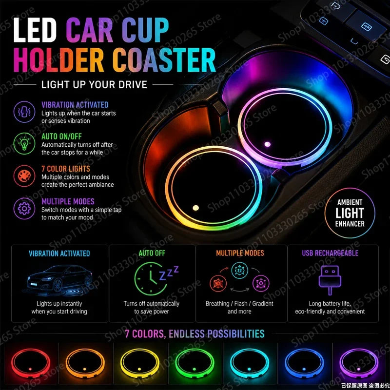 Cup Holder Coaster Colors RGB Up Pad Vibration Sensor