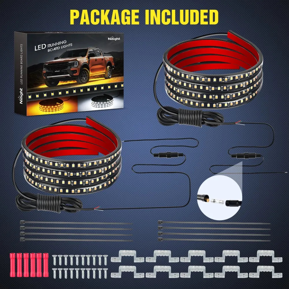 Nilight Strip 2PCS Truck Running Board Side Maker Turn