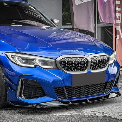 For BMW 3 Series G20 G28 2020-2022 Bright Black Bumper Lip