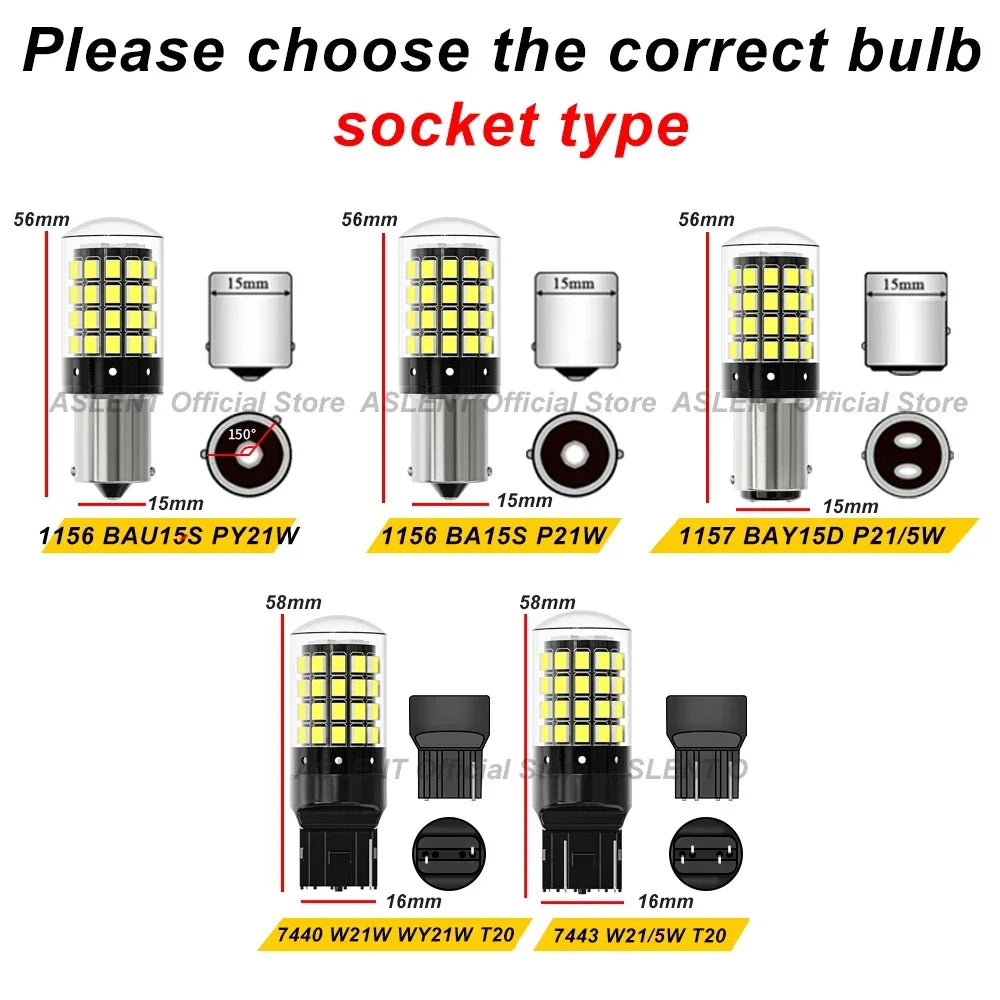 2PCS 1156 ba15s P21W bau15s py21w 7443 W21 5W