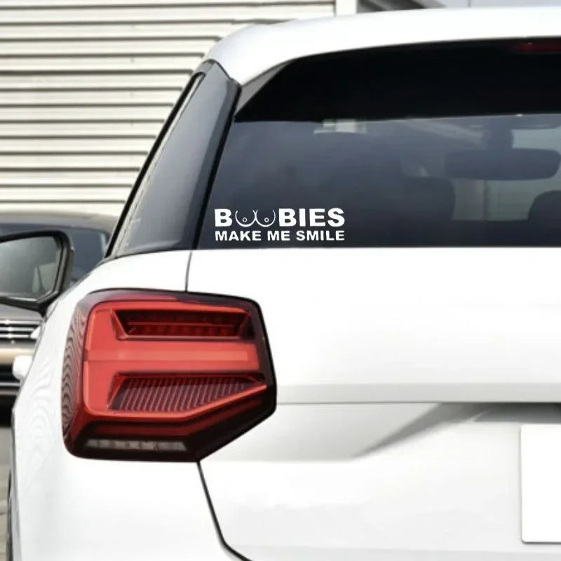 Boobies Make Me Smile Sticker Body Bumper Windows Motorcycle