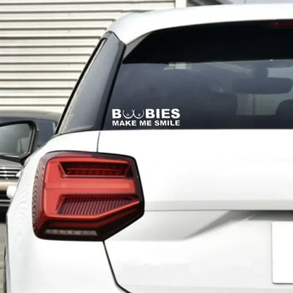Boobies Make Me Smile Sticker Body Bumper Windows Motorcycle