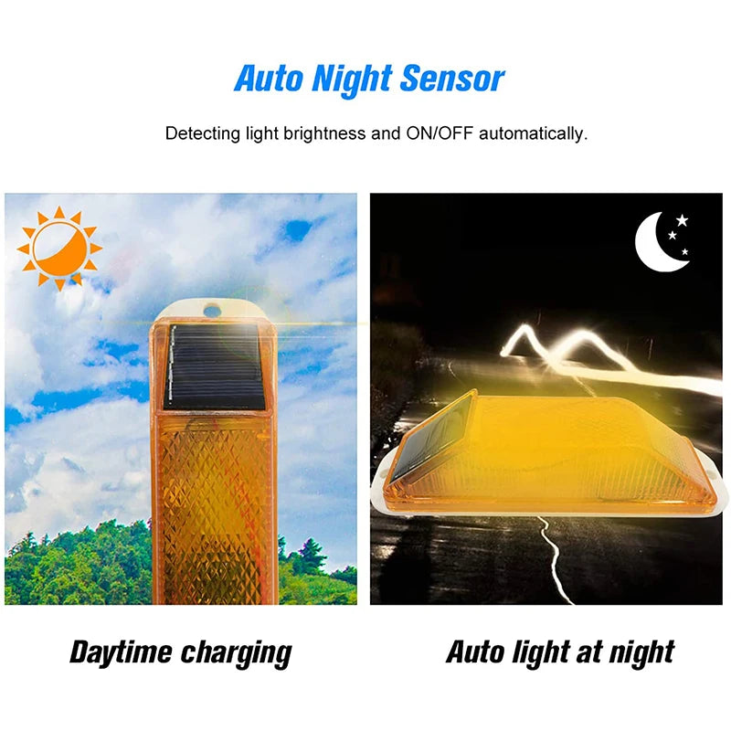 2PCS Solar Strobe Warning Rechargeable Night Driving Traffic