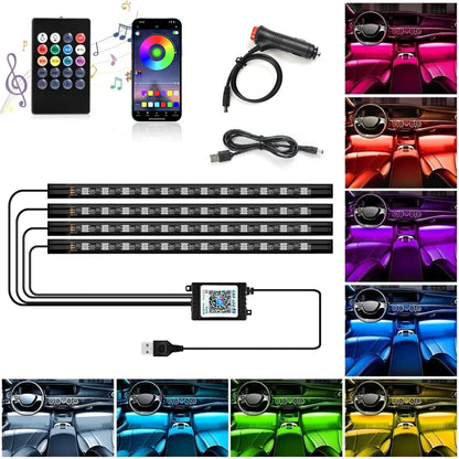 48 RGB Foot Ambient USB Cigarette Interior Strip Bar