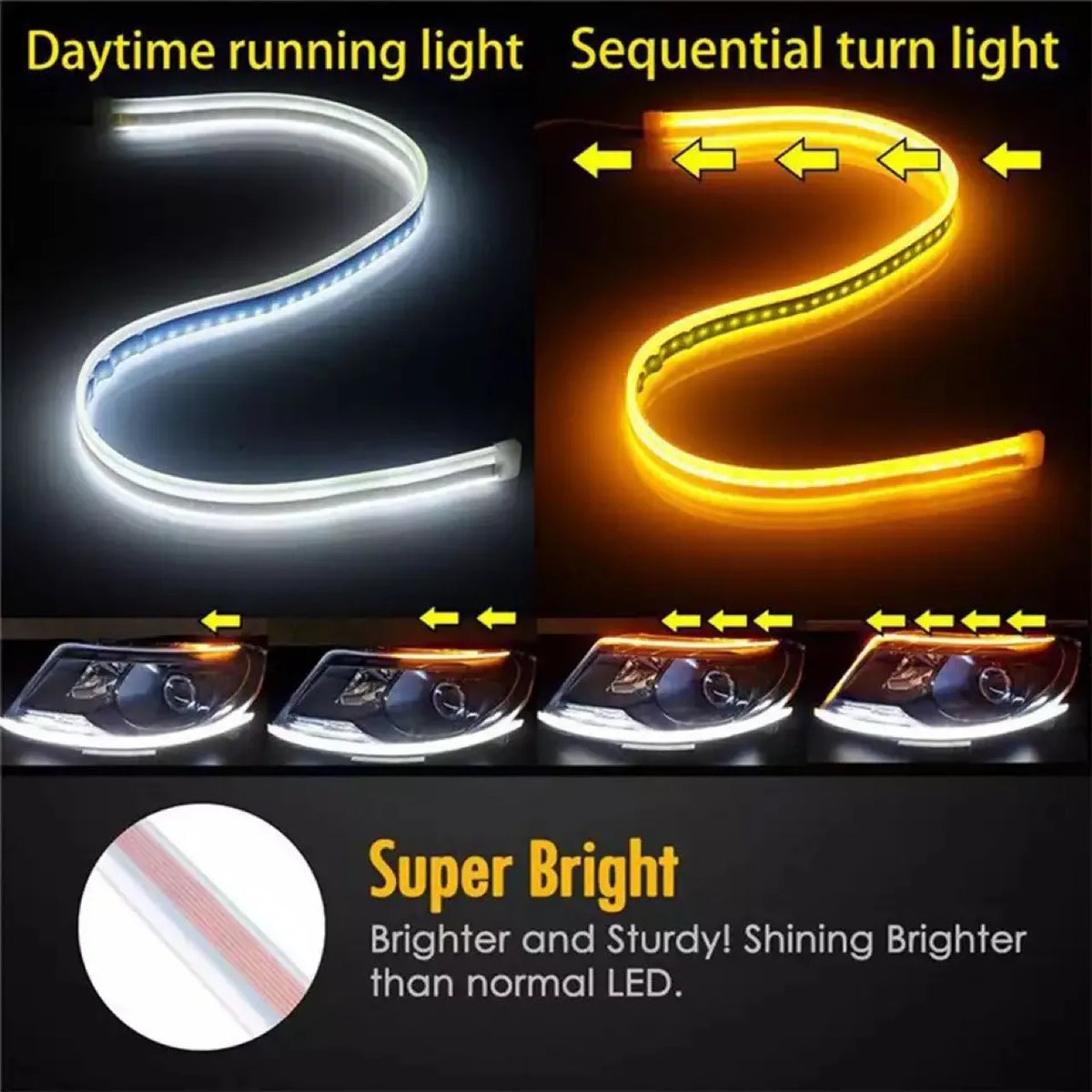 1PC 12V Flexible Waterproof Drl Strip White Turn Signal