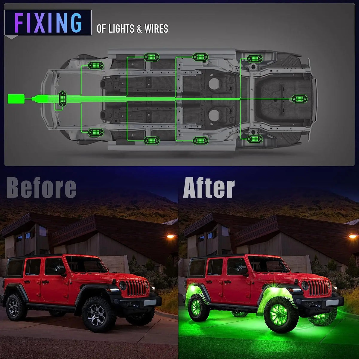 For Offroad Yilaie RGB Rock 12 Pods APP Rf Control Neon
