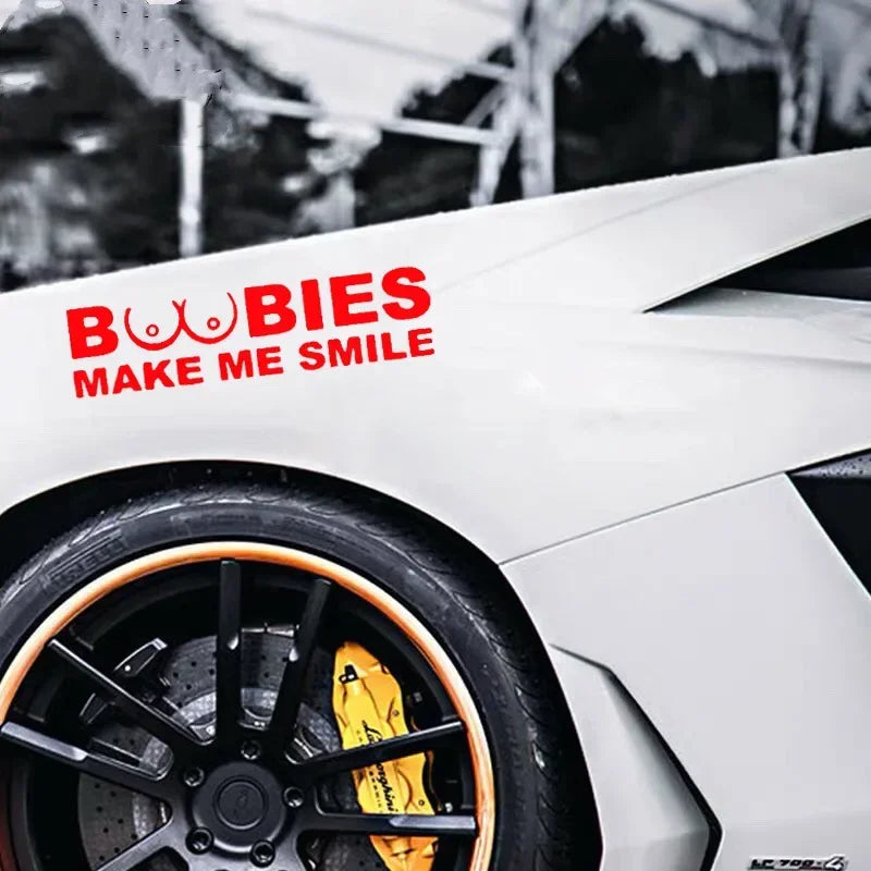 Boobies Make Me Smile Sticker Body Bumper Windows Motorcycle
