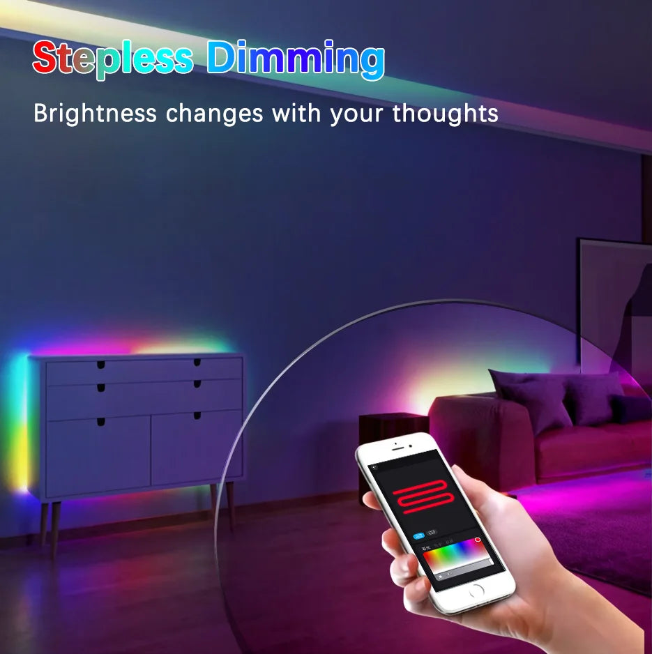 For Bedroom Living Room Tv Backlight 32.8ft 5V Smart Rgbic Neon