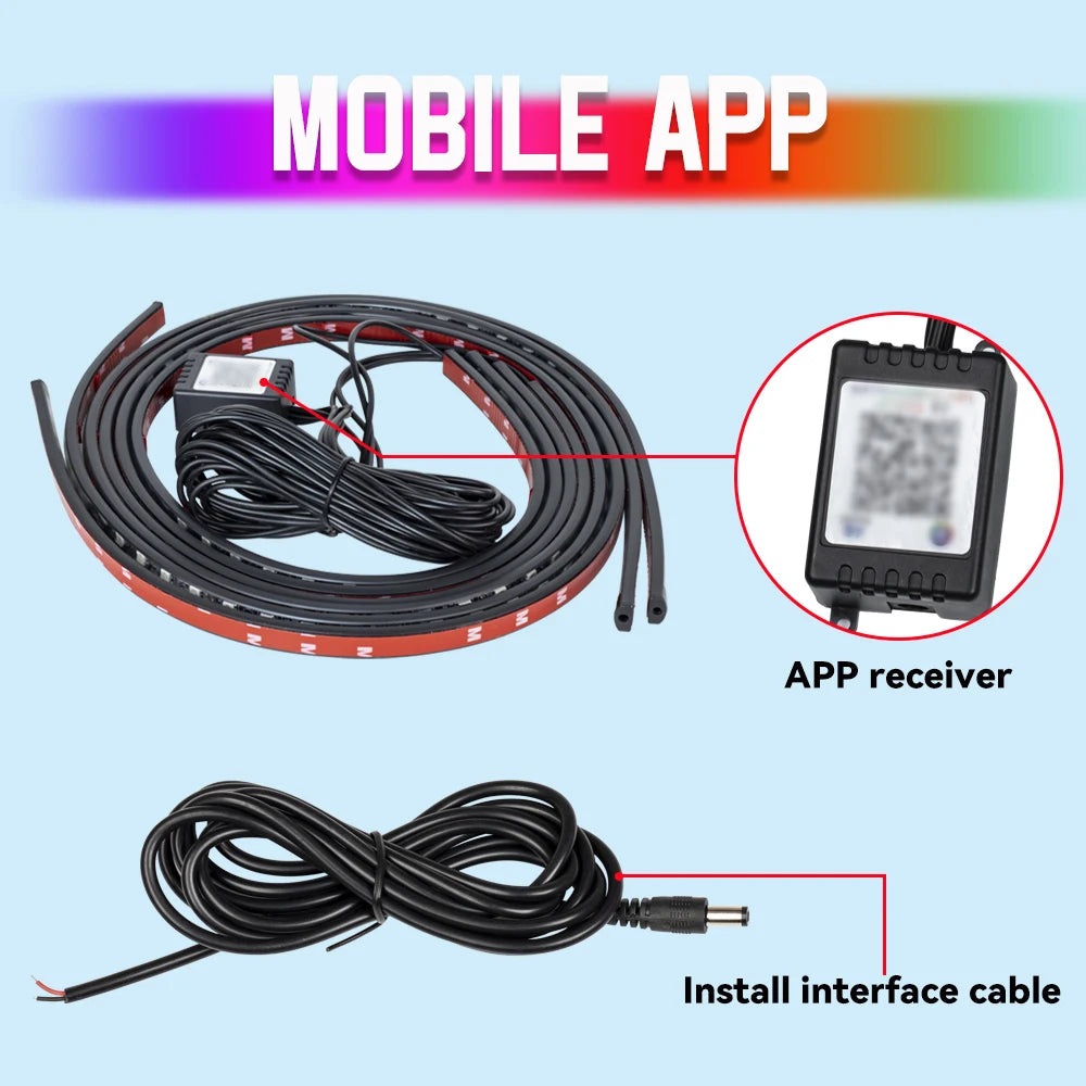 APP Remote Dual Control RGB Underglow Strip Waterproof Flexible