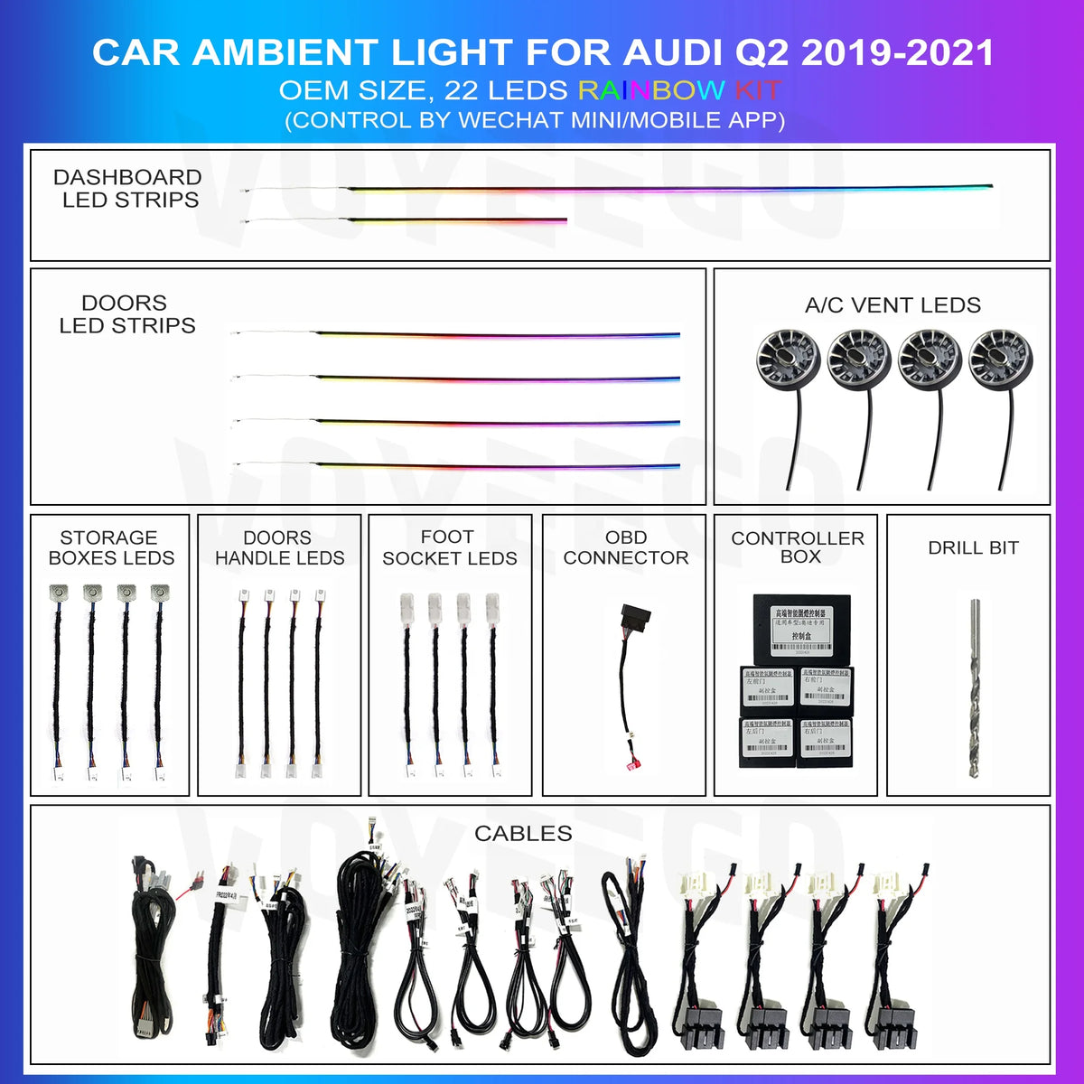 For Audi Q2 2019-2021 Ambient Lighting Voyeego Ambient Factory