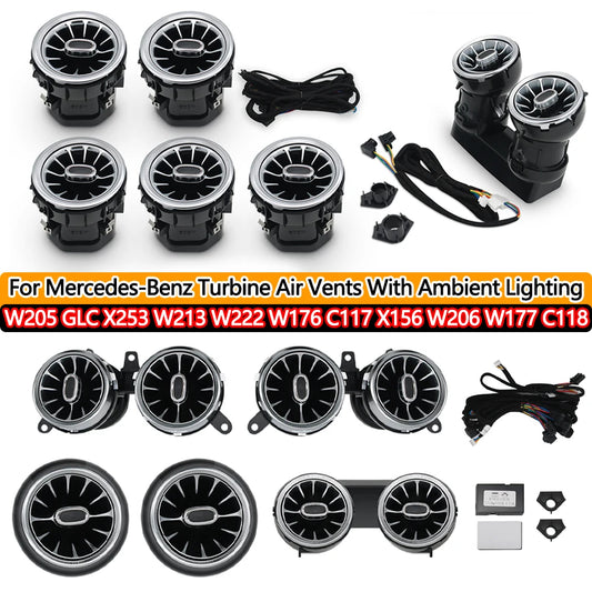 For Mercedes Benz Accessories W205 GLC X253 W213 W222 W206 C117 CLA X156 W176 W177 C118 Turbine Air Vents with LED Ambie