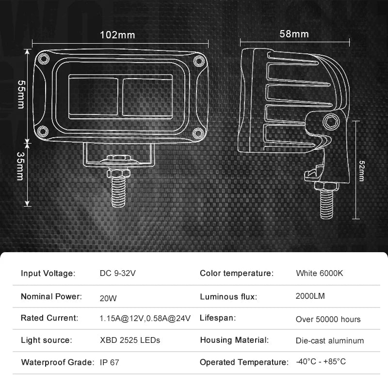 4-inch 8D Lens Rectangular Work Angel Eyes Halo Driving