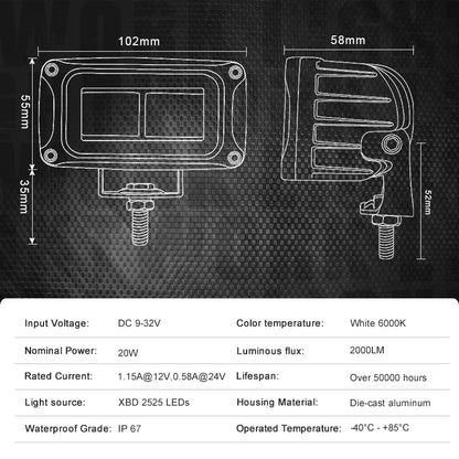 4-inch 8D Lens Rectangular Work Angel Eyes Halo Driving