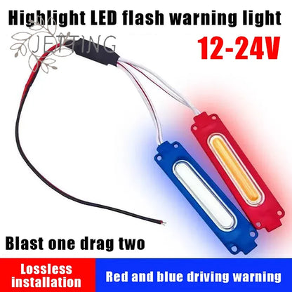 Piece Warning Flash 12V Cob Red Blue Strobe Moto