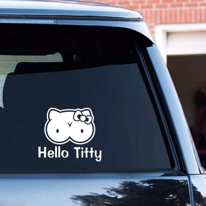 Funny Hello Titty Neko Sticker Creative Automobile Motorcycle