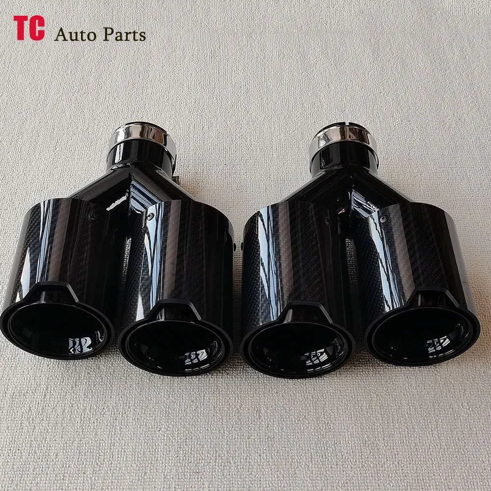 For BMW Series Pair Dual Outlet Glossy Black Carbon Muffler