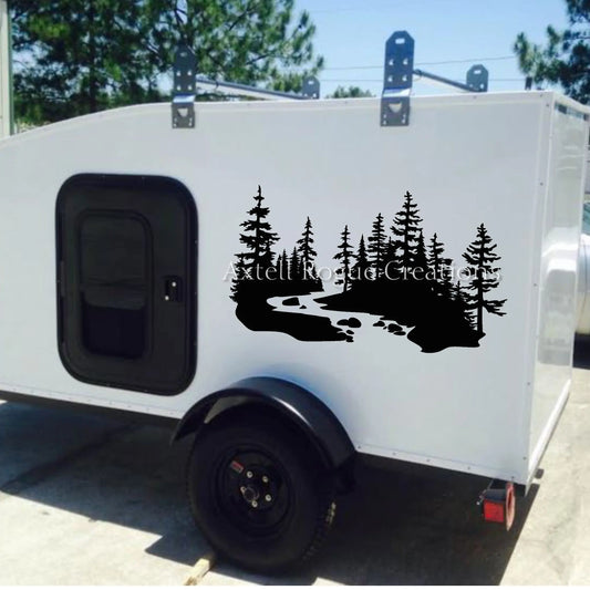 Large Original River Trees Landscape Camper Rv Sticker Decal