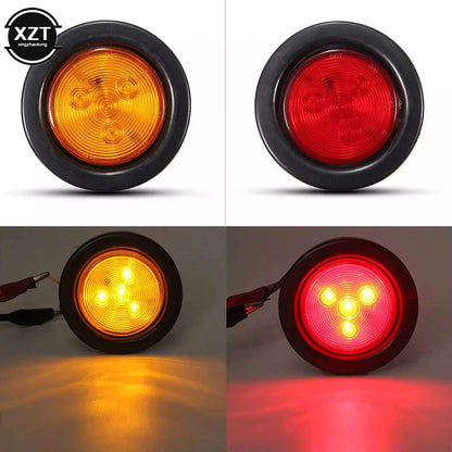 12V 24V 4LED Round Side Marker Orange Red Indicator