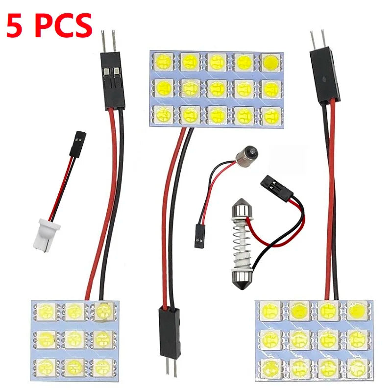 5PCS Panel 12 24 48 Smd 5050 T10 ba9s