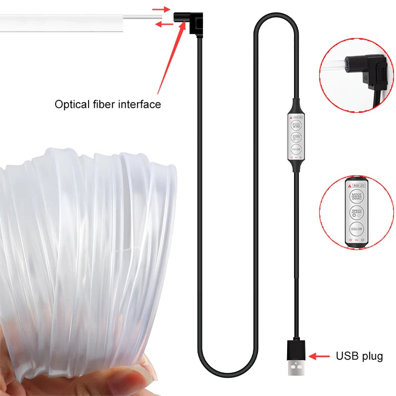 5M Ambient Strip RGB Neon Optical Fiber Multiple Mode