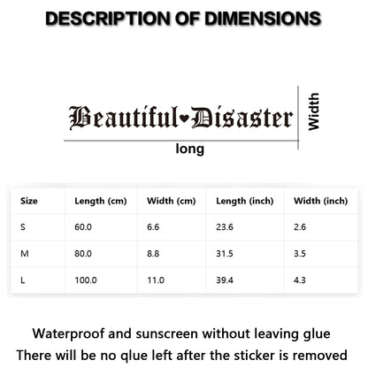 Beautiful Disaster Gothic Letter Vinyl Sticker Jdm Modified Front