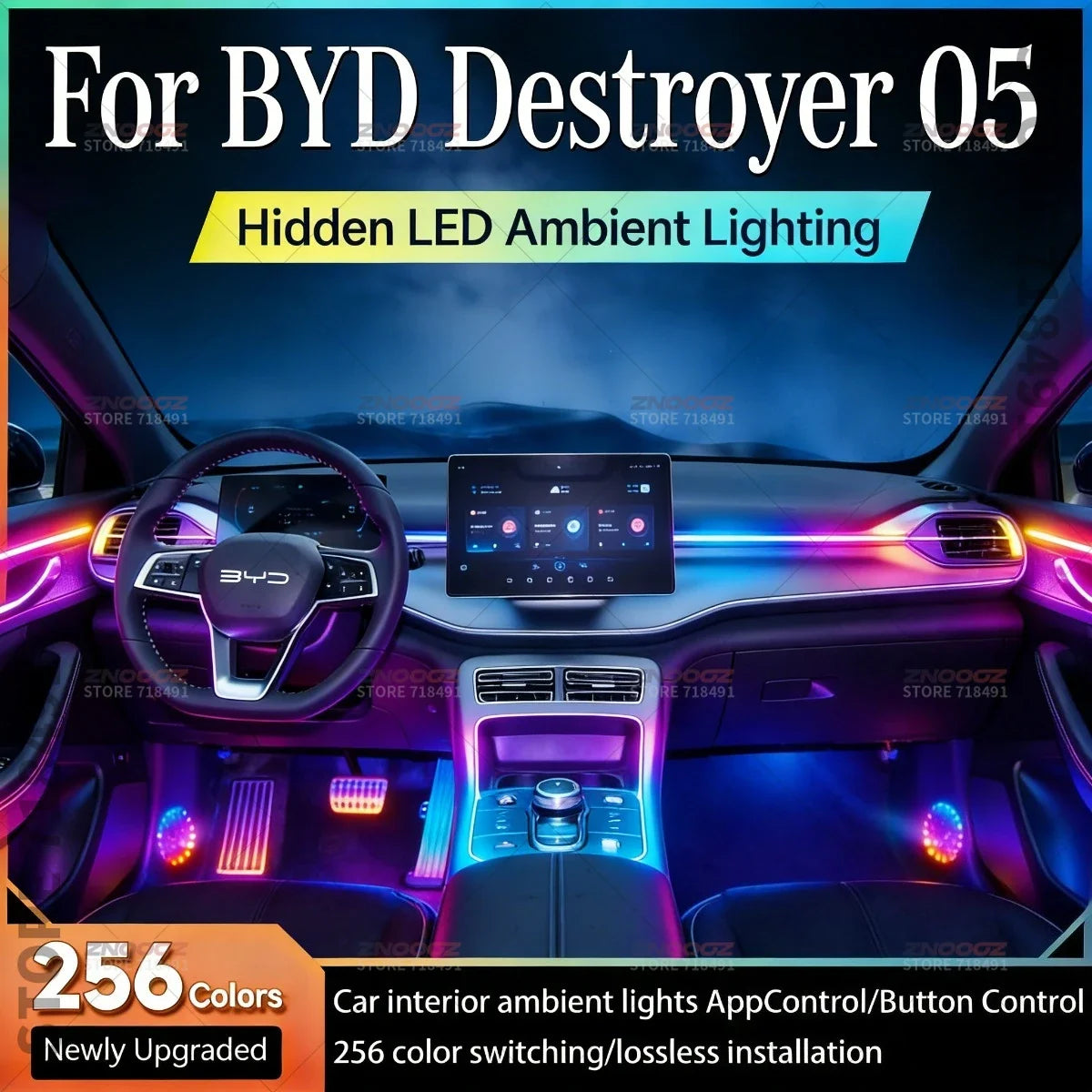 For BYD Destroyer05 22IN1 RGB Interior Acrylic Ambient Hidden