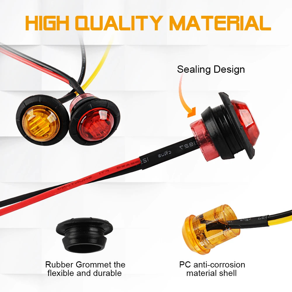 Round Trailer Side Marker Indicators External Trucks Clearance