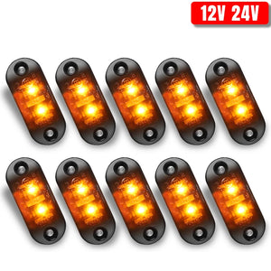 10PCS 12V 24V White Red Amber Side Marker Turn