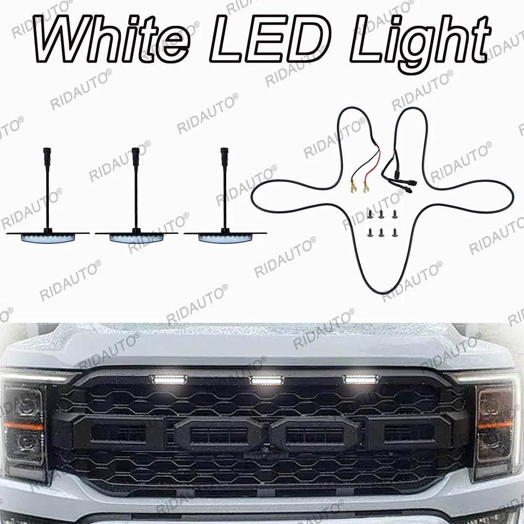 For Ford F150 2021 2022 2023 3PCS White Kit Raptor Modify Grille