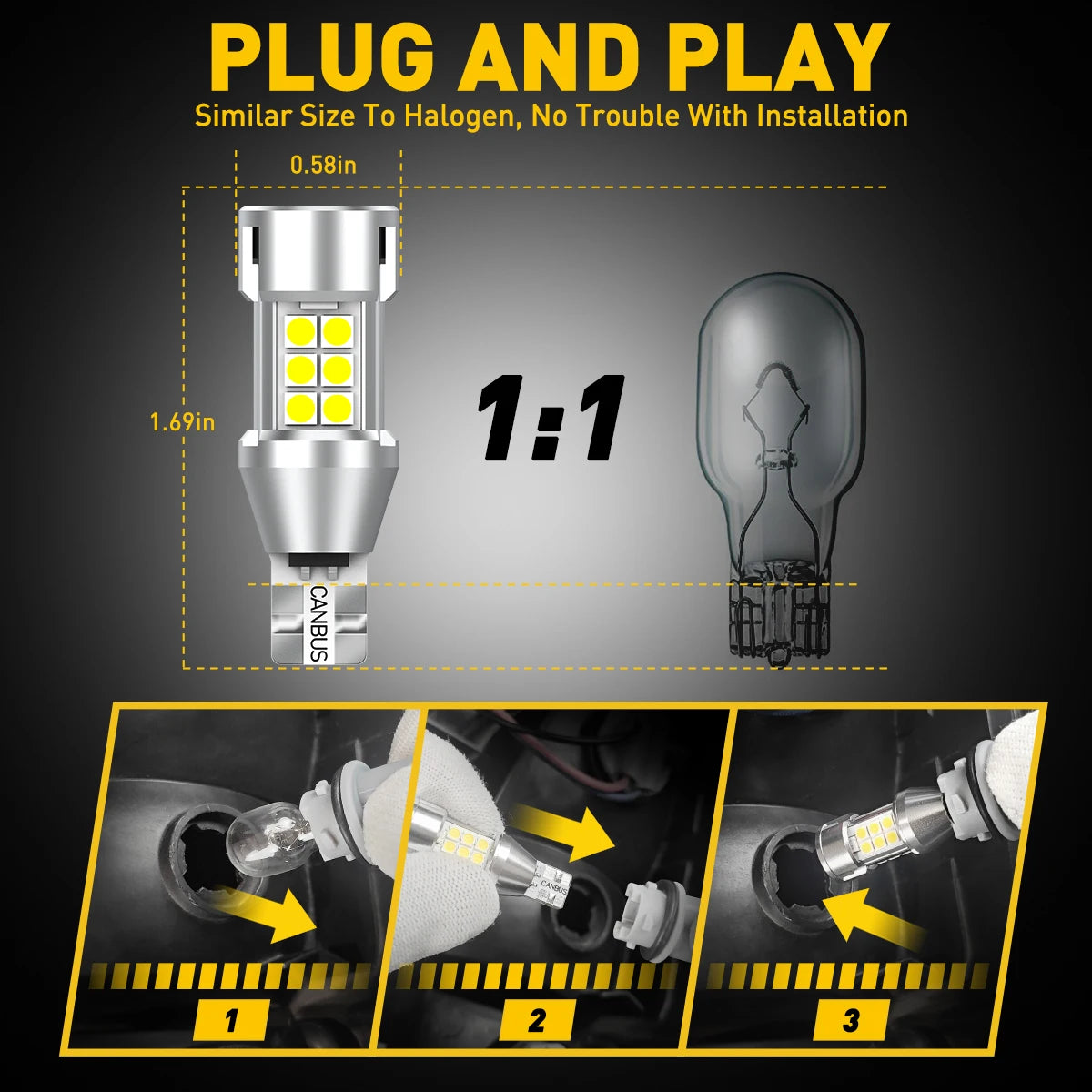 Auxito 2X W16W T15 Bulbs 912 921 wy16w Super