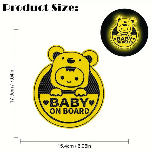 1PC Reflective Baby On Board Stickers Waterproof Safety Warning