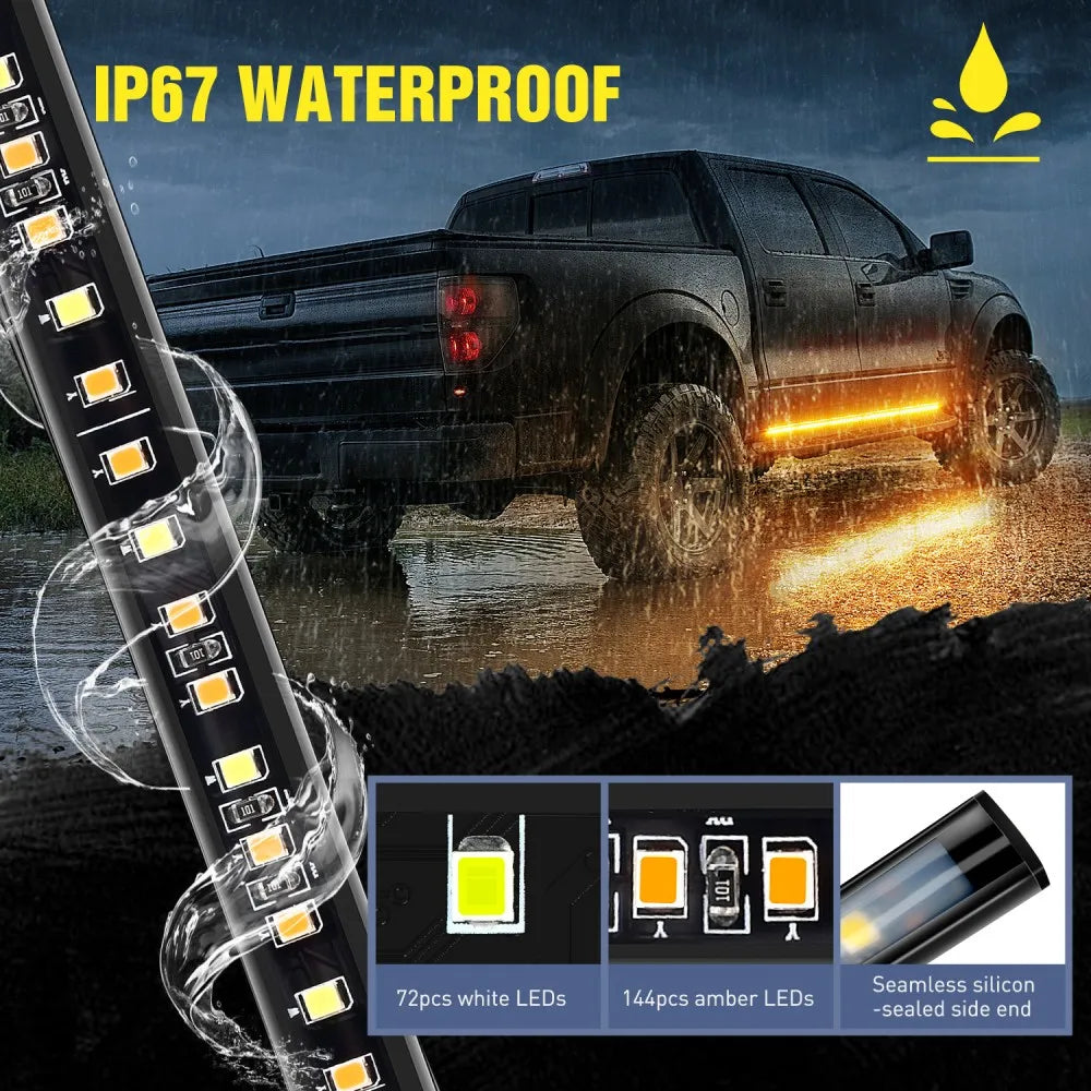 Nilight Strip 2PCS Truck Running Board Side Maker Turn