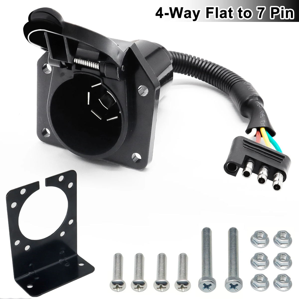 Pin Flat Way Round Blade Trailer Plug Adapter Rv