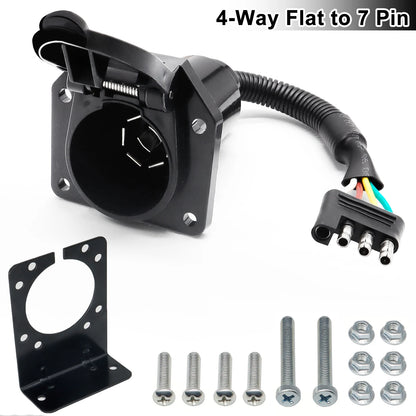 Pin Flat Way Round Blade Trailer Plug Adapter Rv