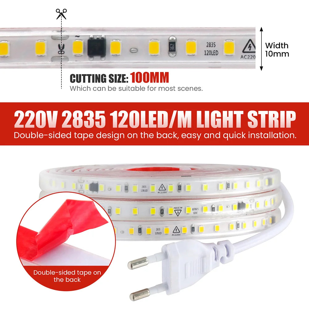 Dimmable 220V 2835 Strip Dimmer Switch Adhesive Tape Waterproof